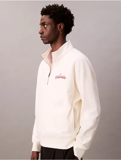 Calvin Klein Men's Embroidered Logo French Terry Quarter Zip Sweatshirt