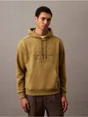 CALVIN KLEIN MEN'S EMBROIDERED MONOGRAM LOGO FLEECE CLASSIC HOODIE
