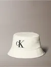 Calvin Klein Men's Embroidered Monogram Logo Twill Bucket Hat In White