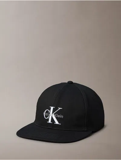 Calvin Klein Men's Embroidered Monologo Flat Brim Cap In Black