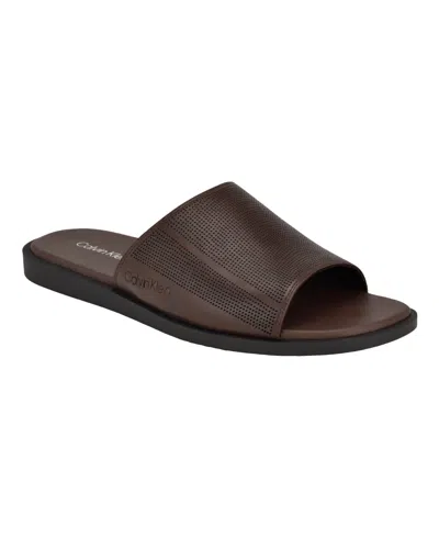 Calvin Klein Men's Espar Casual Slip-on Sandals In Medium Brown