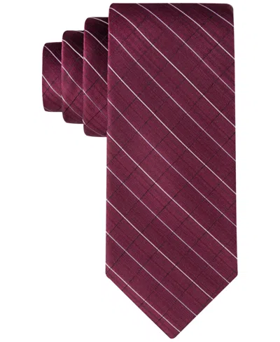 Calvin Klein Men's Etched Windowpane Tie In Burgundy