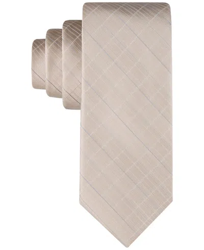 Calvin Klein Men's Etched Windowpane Tie In Taupe