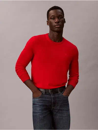 Calvin Klein Men's Extra Fine Merino Blend Crewneck Sweater In Animal Print