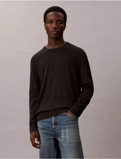 Calvin Klein Men's Extra Fine Merino Blend Crewneck Sweater In Black