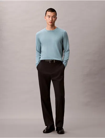 Calvin Klein Men's Extra Fine Merino Blend Crewneck Sweater In Blue
