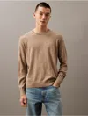 Calvin Klein Men's Extra Fine Merino Blend Crewneck Sweater In Cinder Heather