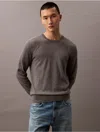 Calvin Klein Men's Extra Fine Merino Blend Crewneck Sweater In Medium Grey Heather