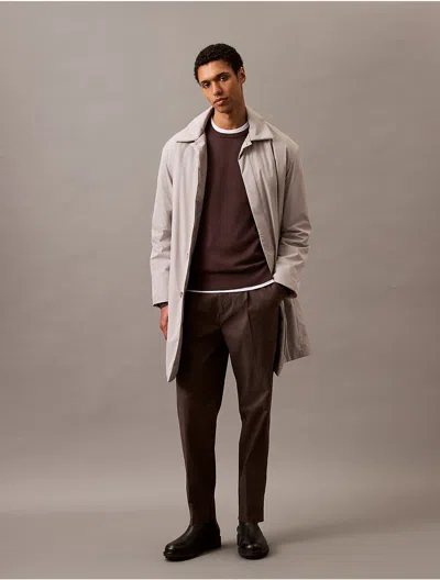 Calvin Klein Men's Extra Fine Merino Blend Crewneck Sweater In Raisin