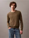 Calvin Klein Men's Extra Fine Merino Blend Crewneck Sweater In Tarmac