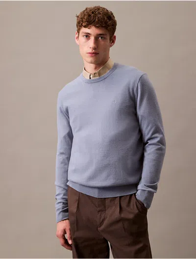 Calvin Klein Men's Extra Fine Merino Blend Crewneck Sweater In Troposphere