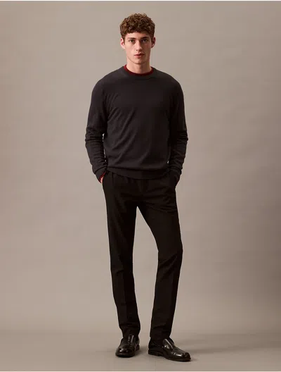 Calvin Klein Men's Extra Fine Merino Blend Crewneck Sweater In Vulcan