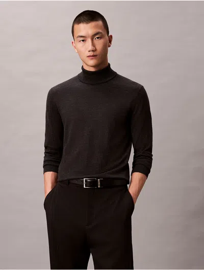 Calvin Klein Men's Extra Fine Merino Blend Turtleneck Sweater In Gray