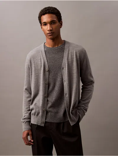 Calvin Klein Men's Extra Fine Merino Wool Blend Cardigan Sweater