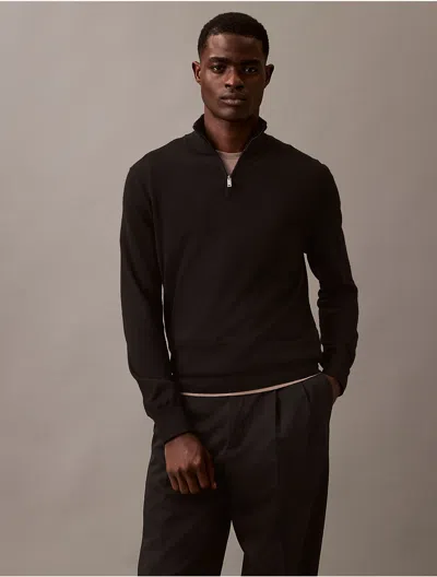 CALVIN KLEIN MEN'S EXTRA FINE MERINO WOOL BLEND QUARTER ZIP SWEATER 