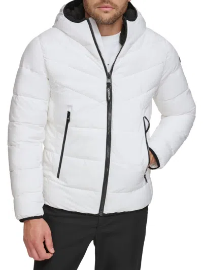 Calvin Klein Men's Faux Fur Hooded Pufferjacket In White