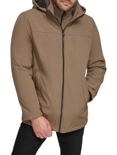 Calvin Klein Men's Faux Fur Lined Bib Jacket In Dark Tan