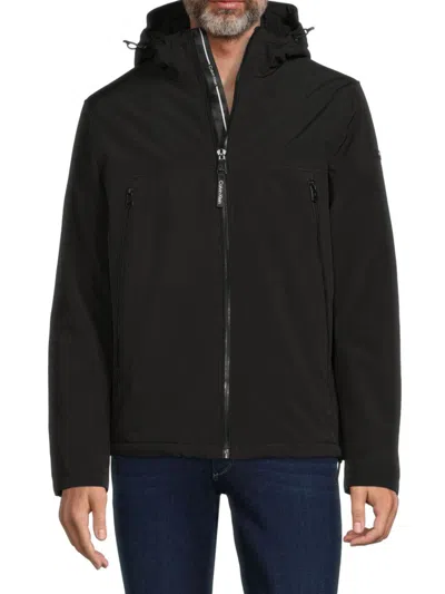 Calvin Klein Men's Faux Fur Lined Hooded Zip Up Jacket In Black