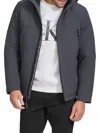 Calvin Klein Men's Faux Fur Lined Hooded Zip Up Jacket In Iron