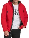 Calvin Klein Men's Faux Fur Lined Hooded Zip Up Jacket In True Red