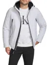 Calvin Klein Men's Faux Fur Lined Hooded Zip Up Jacket In White