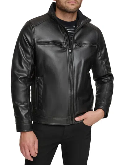 Calvin Klein Men's Faux Leather Biker Jacket In Black