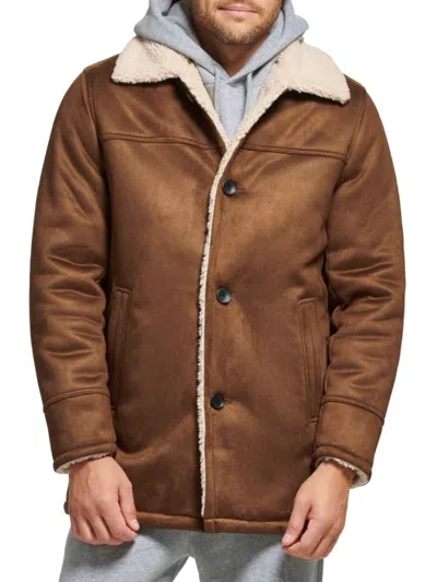 Calvin Klein Men's Faux Shearling Lined Jacket In Cognac