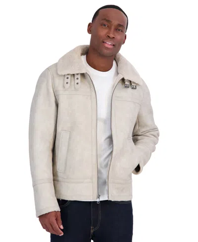 Calvin Klein Men's Faux Shearling Moto Jacket In Animal Print