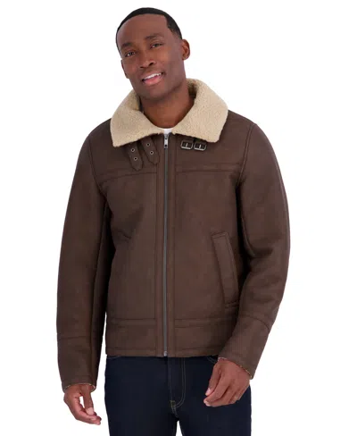 Calvin Klein Men's Faux Shearling Moto Jacket In Animal Print