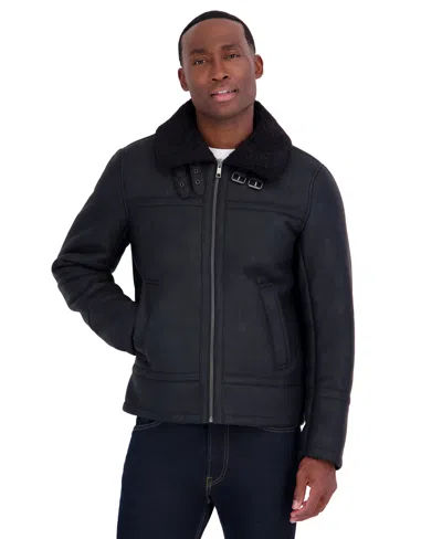 Calvin Klein Men's Faux Shearling Moto Jacket In Multi