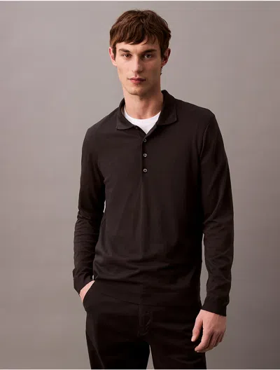 Calvin Klein Men's Fine Knit Polo Shirt In Black