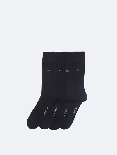 Calvin Klein Men's Flat Knit Logo 4-pack Dress Socks