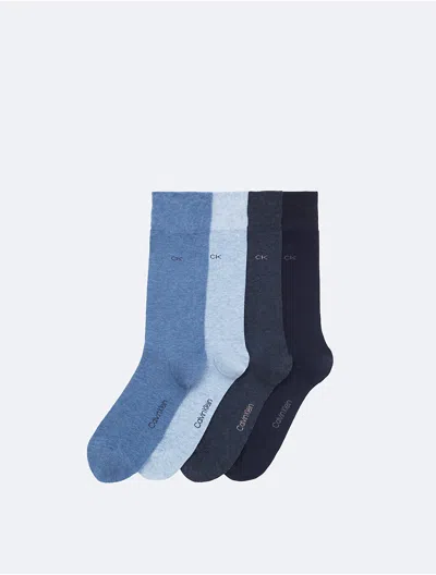 Calvin Klein Men's Flat Knit Logo 4-pack Dress Socks