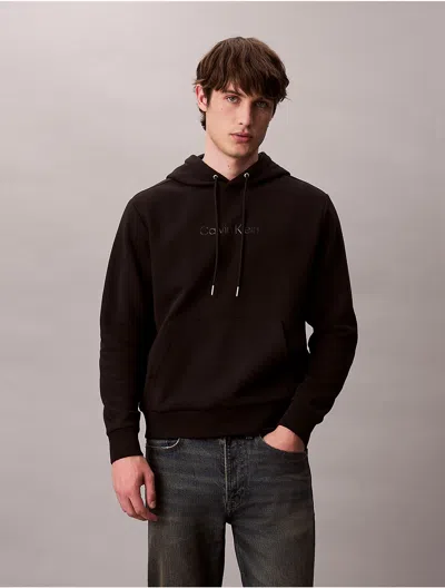 Calvin Klein Men's Fleece Standard Logo Graphic Hoodie In Brown