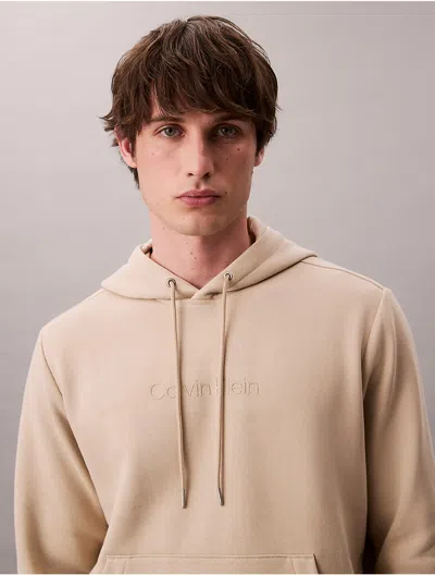 Calvin Klein Men's Fleece Standard Logo Graphic Hoodie In White