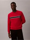 Calvin Klein Men's Fleece Stripe Classic Sweatshirt In Red
