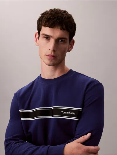 Calvin Klein Men's Fleece Striped Classic Sweatshirt