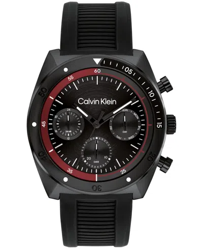 Calvin Klein Men's Flex Black Silicone Strap Watch 45mm
