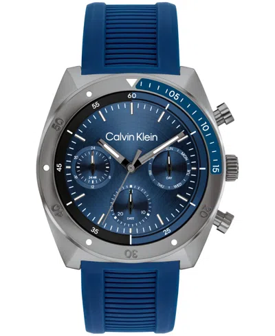 Calvin Klein Men's Flex Blue Silicone Strap Watch 45mm