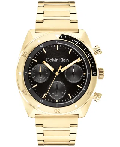 Calvin Klein Men's Flex Gold-tone Stainless Steel Bracelet Watch 42mm In Black
