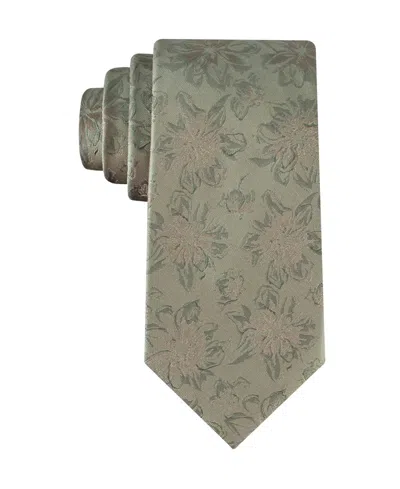 Calvin Klein Men's Floral Pattern Tie In Green