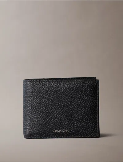 Calvin Klein Men's Foil Embossed Logo Slim Trifold Wallet + Card Case In Black