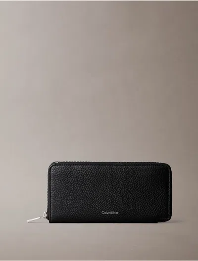 Calvin Klein Men's Foil Embossed Logo Zip Wallet In Black