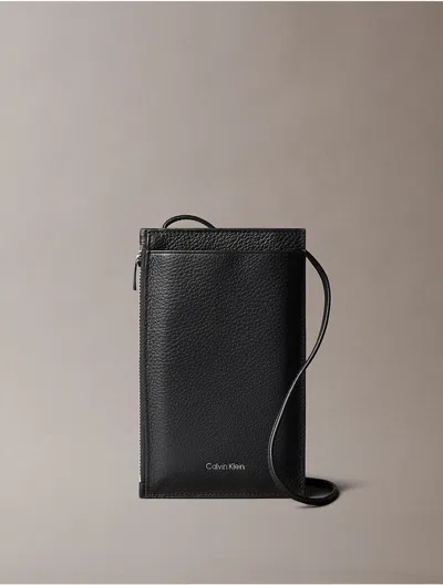 Calvin Klein Men's Foil Logo Leather Phone Crossbody Bag