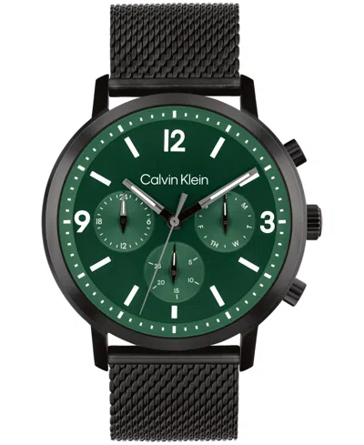 Calvin Klein Men's Gauge Black Stainless Steel Mesh Watch 44mm In Green