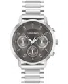 Calvin Klein Men's Gauge Silver Tone Stainless Steel Bracelet Watch, 41mm In Silver