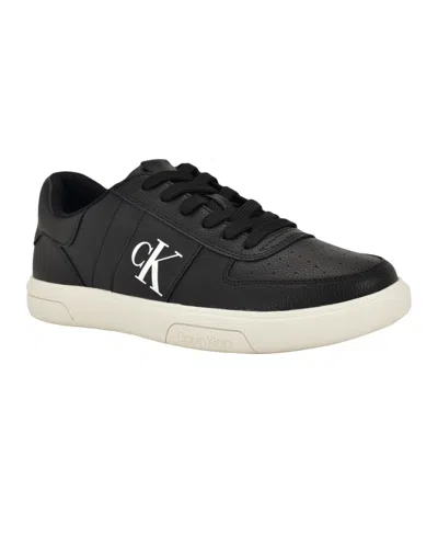 Calvin Klein Men's Gliano Round Toe Casual Sneakers In Black