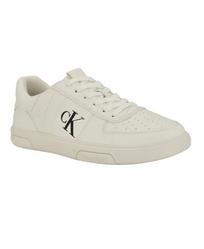 Calvin Klein Men's Gliano Round Toe Casual Sneakers In White
