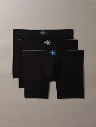 Calvin Klein Men's Graphic Monogram Cotton Stretch 3-pack Boxer Brief In Black Bodies W/wb Multi