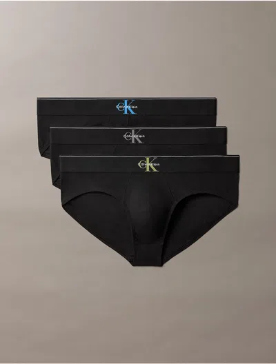 Calvin Klein Men's Graphic Monogram Cotton Stretch 3-pack Boxer Brief In Dark Sapphire